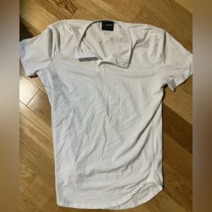 Cuts Henley - Small - White - Curved Hem